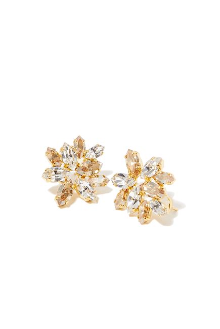Melia Earrings,  18k Gold-Plated Brass & Crystals